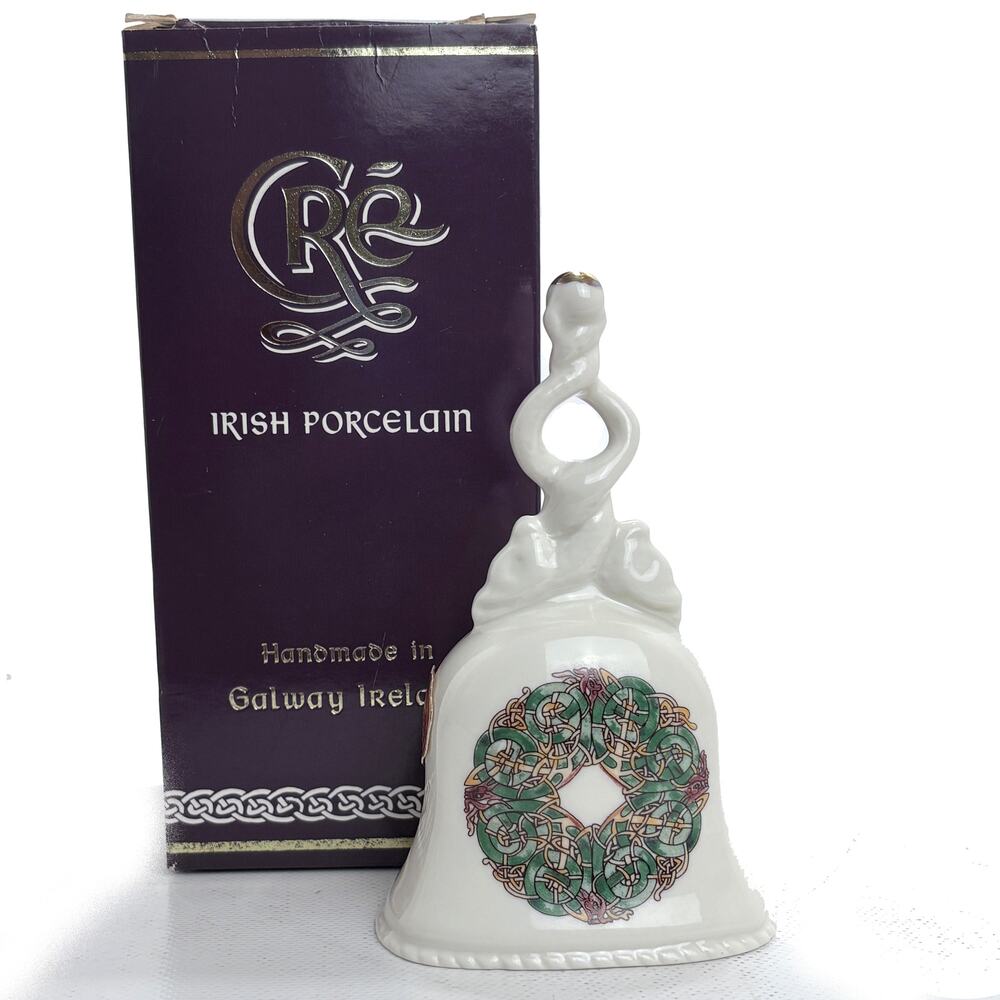 Cre Irish Porcelain Celtic Christmas Bell Handmade In Ireland 5.25 Inches Tall